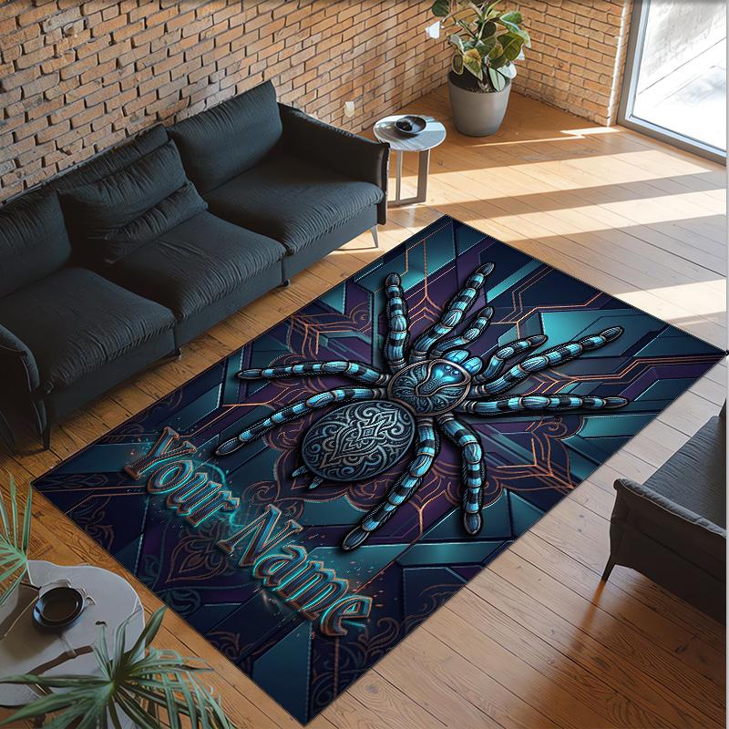 Decorative Artwork Theme Crystal Velvet Rug Personalized Custom Name Text Soft Floor Mat Home Decor