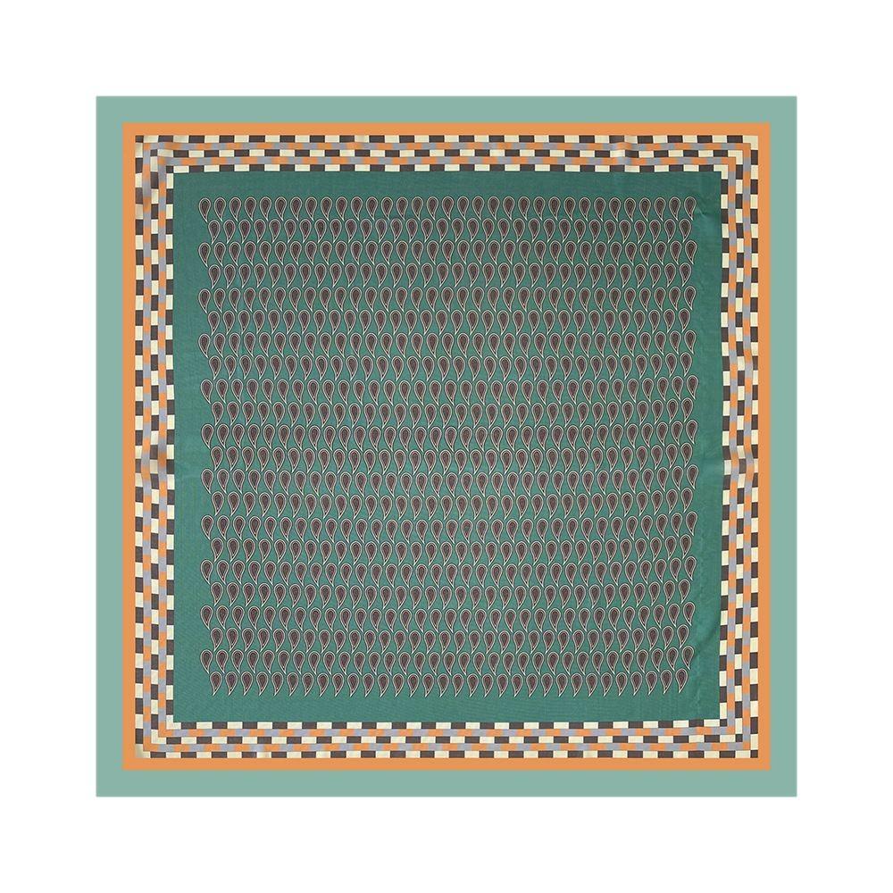 New Spring and Summer Print Big Square Scarf Korean Style Imitation Silk High-end Silk Scarf Women's Headscarf Fashionable Decoration Retro Scarf