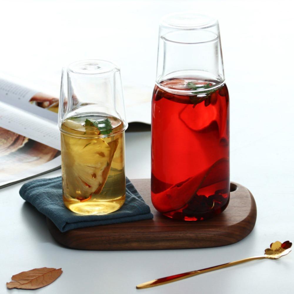 With Cup Bedside Glass Water Carafe Heat-resistant Drink Pitcher Modern Tea Pot For Single