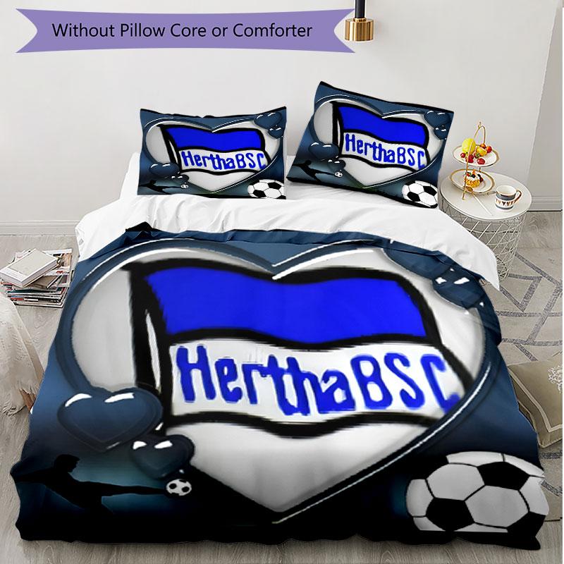 3pcs Duvet Cover Set (1*Duvet Cover + 2*Pillowcase, Without Core), Hertha BSC Print Soft All‑Season Bedding Set, Home Bedroom Decor Gift