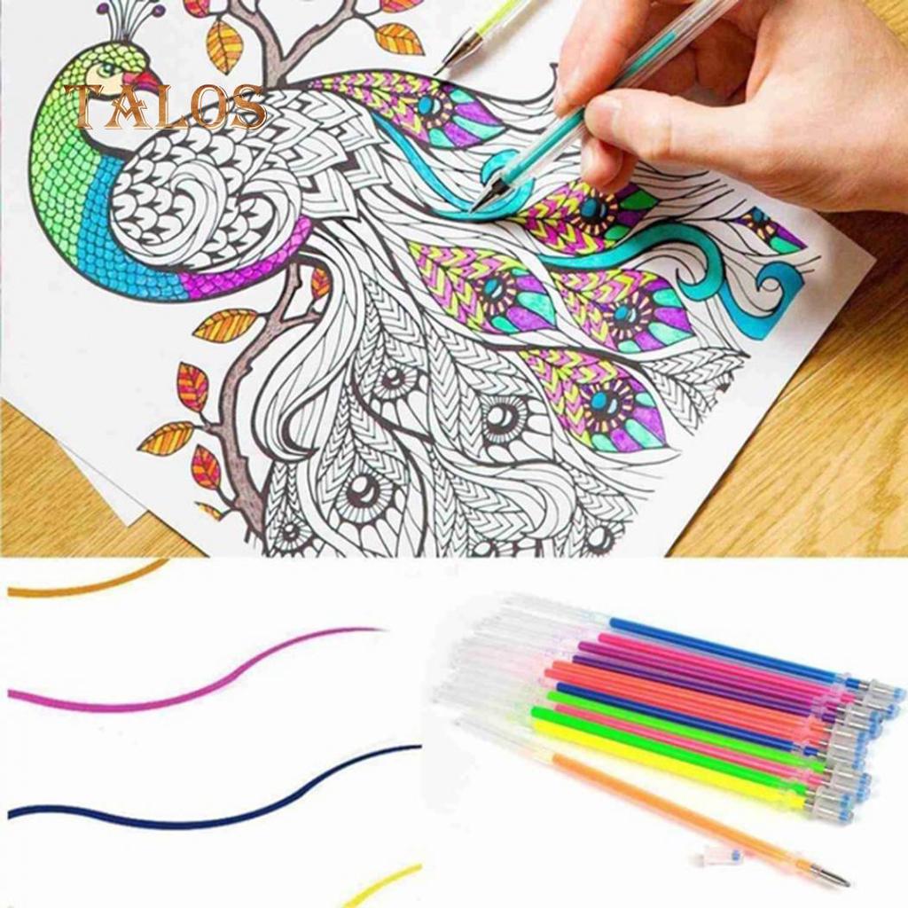 Talos 12/24/36/48 Flash Gel Pen Refills Colors Drawing Office Stationery Craft Marker