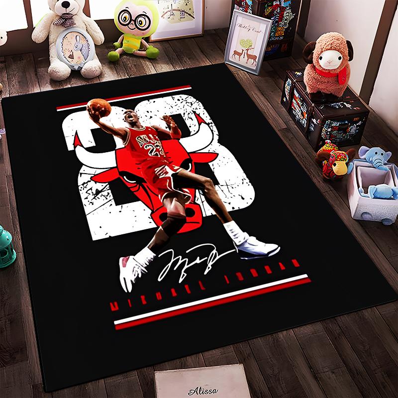 Basketball Legend Dunk Graphic Rug Design Non-slip rug suitable for living room and bedroom sofas.