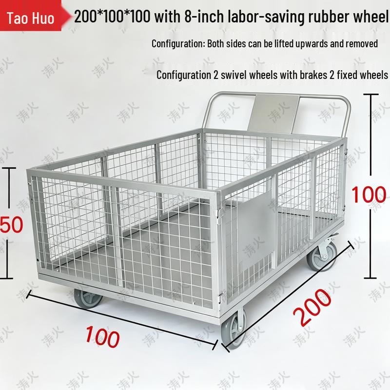 Taohuo Heavy-Duty Foldable Mesh Warehouse Trolley