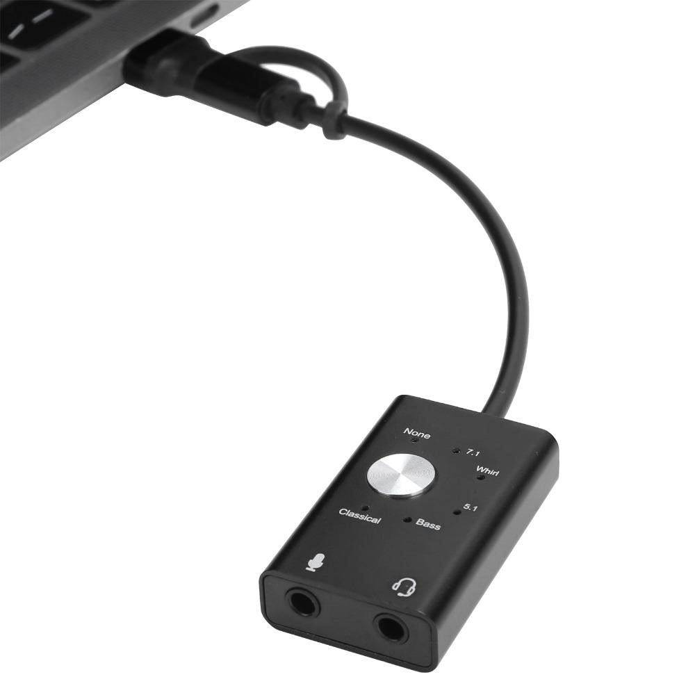 7.1/5.1 Surround Channel TypeC to Audio Sound Card USB Audio Adapter Music Playback