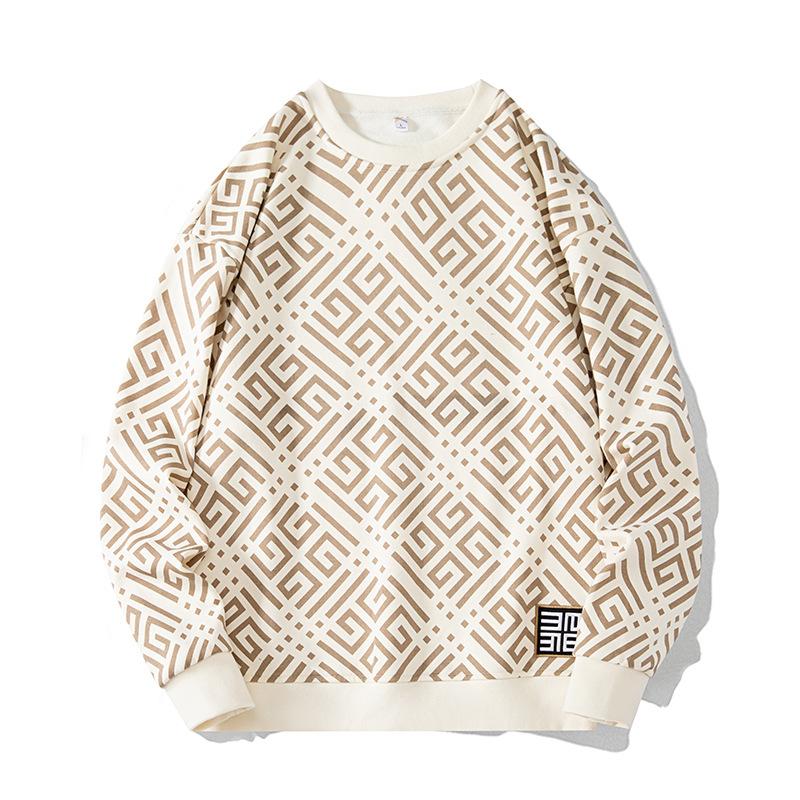 Men's Spring and Autumn Long Sleeve Round Neck Pullover Letter Printed Long Sleeve Breathable Standing Collar Long Sleeve