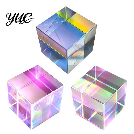 Decorative Crystal Ornament Mini K9 Glass Prism Cube, Sun Catcher Optical for Window Color Mixing Light Refraction, Desktop Decor, Photography