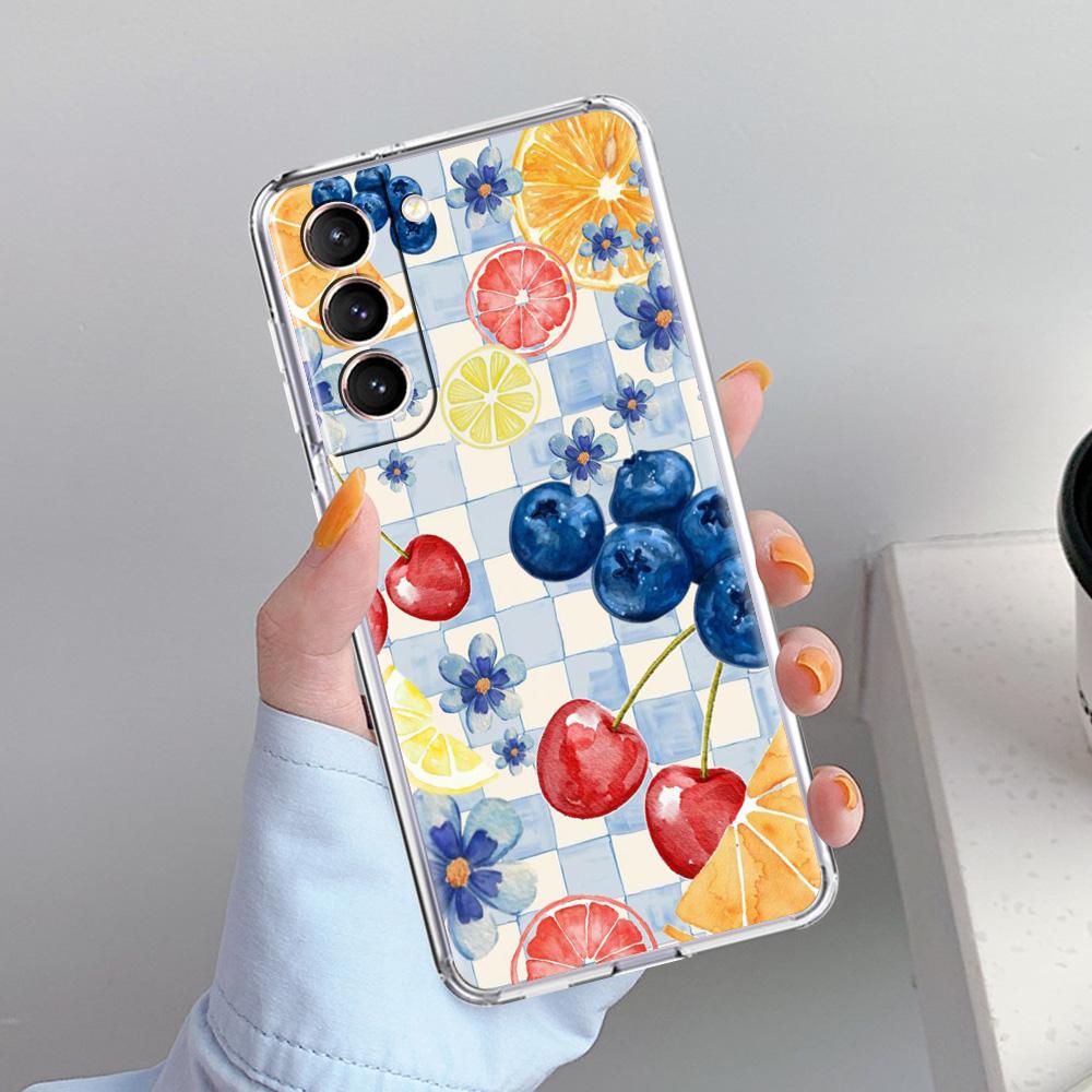 Чехол для телефона Samsung Galaxy S26 S25 S24 S23 S22 Ultra S20 S21 FE 5G Plus Мягкий прозрачный чехол Летние фрукты Принт с лимонами