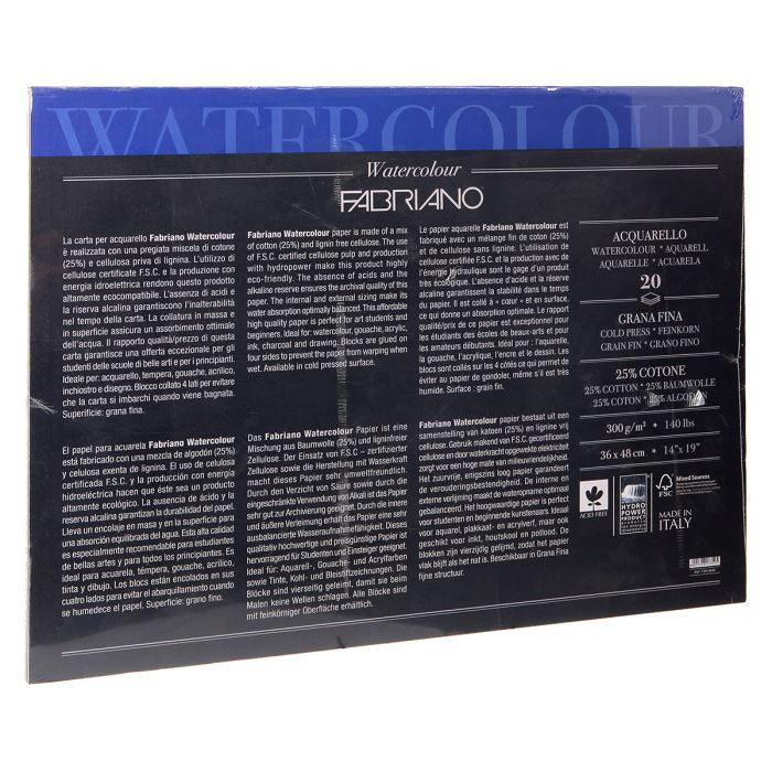FABRIANO Bloc Watercolour 20f 300g 36*48 cm
