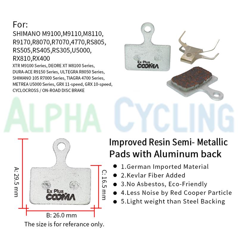 Improved Resin Bicycle Brake Pads for SRAM Avid Shimano Magura Hayes Formula Hope MTB Road Bike Caliper