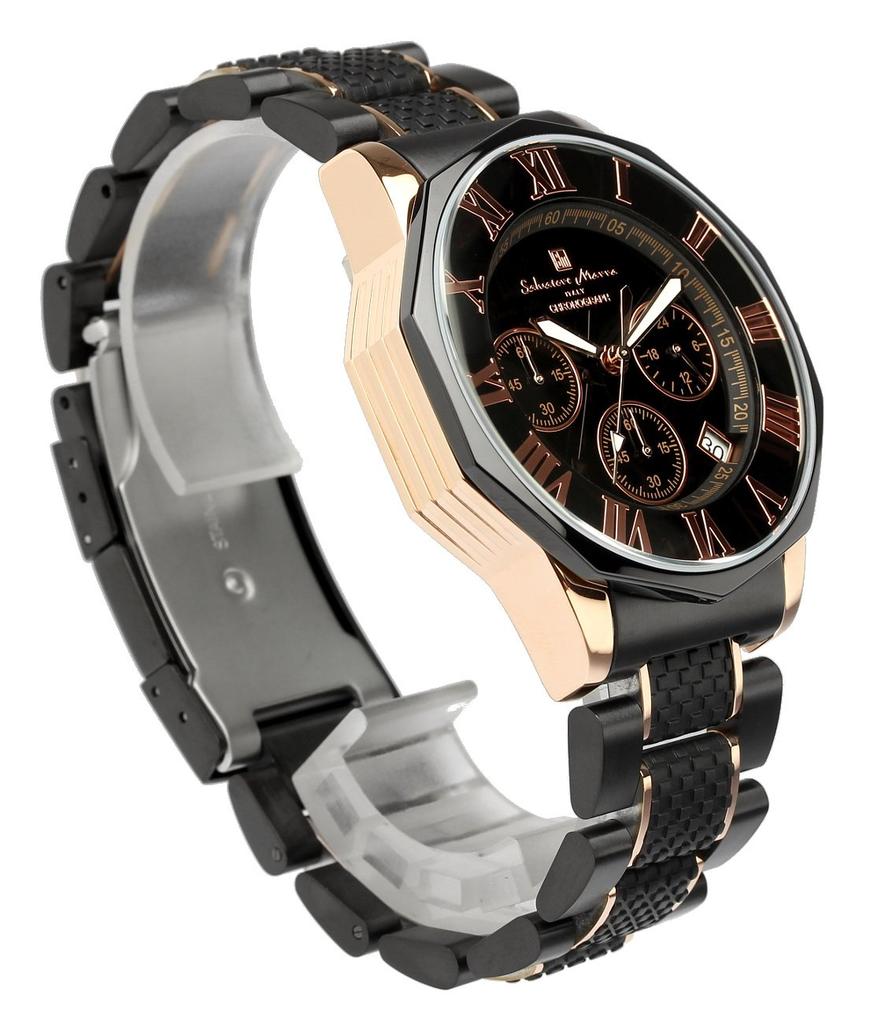 Часы-хронограф, водонепроницаемость до 10 АТМ, деловые, формальные, итальянская марка, ограниченная модель SM15104 x Pink [Salvatore Mara] мужские (Черное золото) [Элемент]