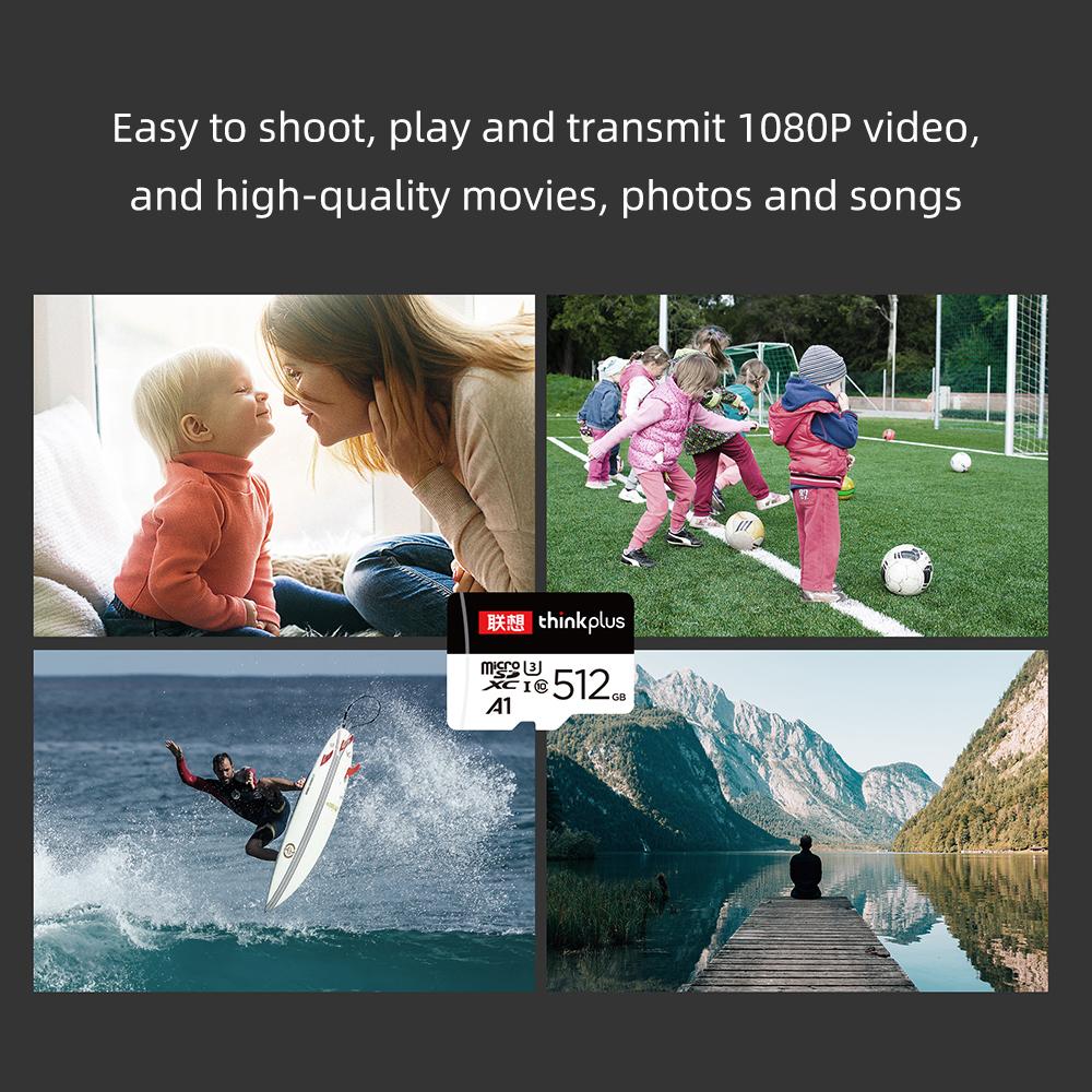 Lenovo Карта памяти TF 256 ГБ 128 ГБ 64 ГБ 32 ГБ TF Flash Class10 высокоскоростная карта памяти совместима с камерой смартфона планшета видеорегистратора A1