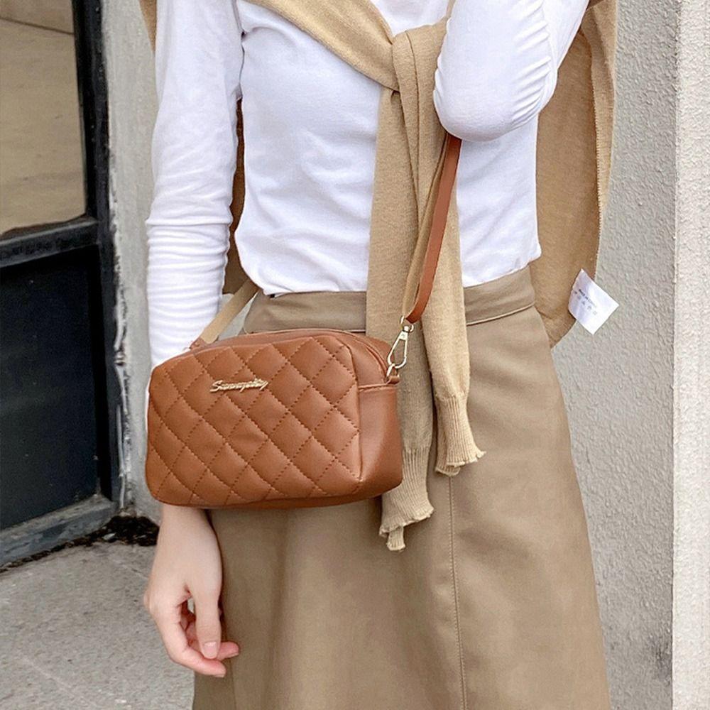 Trend Lingge Embroidery Crossbody Chain Shoulder Bag Women Messenger Bag PU Leather Handbags