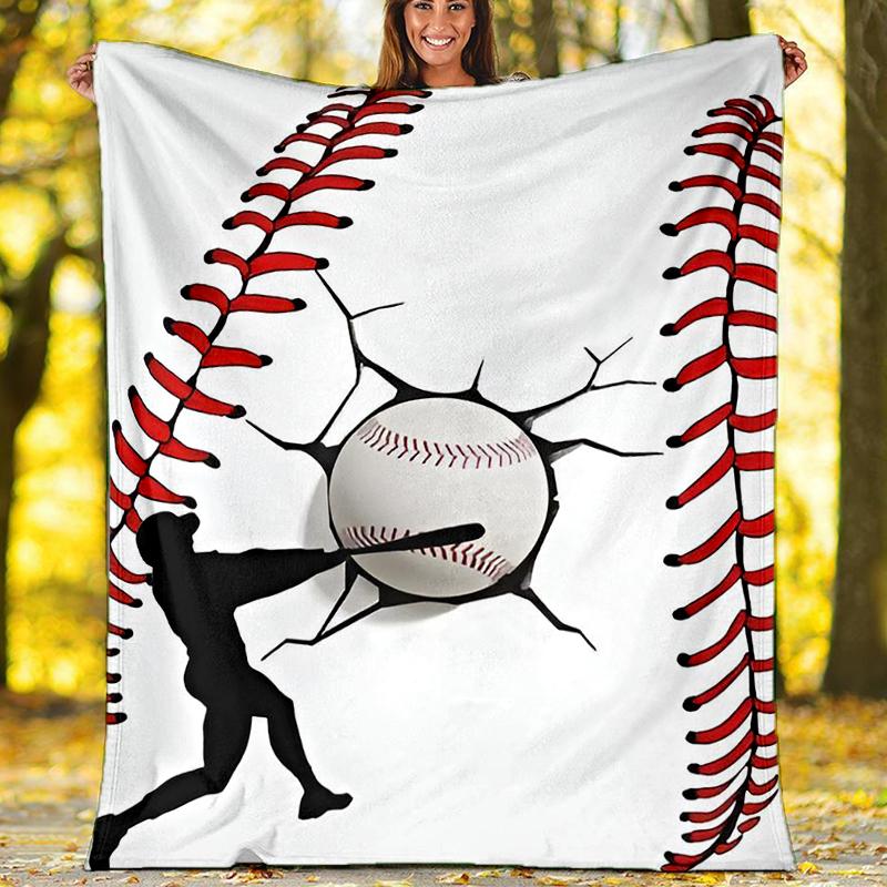 Baseball Theme Printed Blanket - Perfect for Couch, Bed, Travel & Outdoor Use | Machine Washable, Cozy & Durable.