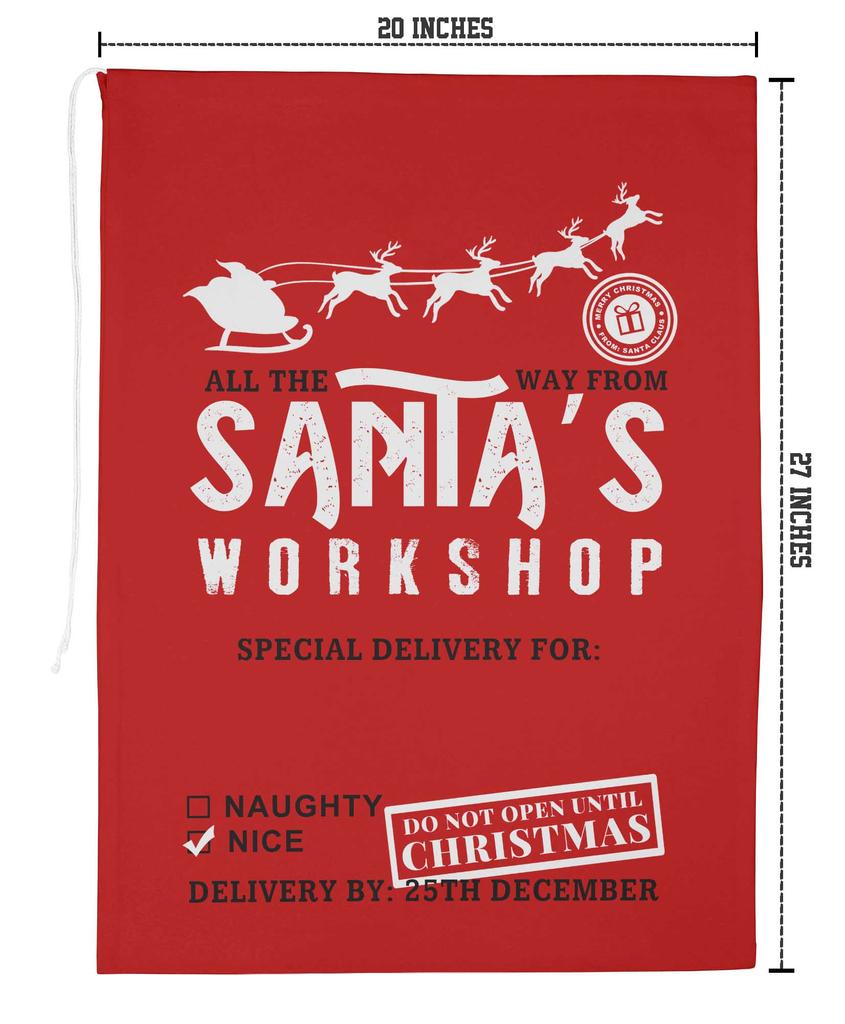 Printtoo Упаковка из 2 шт., сумки для хранения рождественских подарков, большой подарочный мешок Санты с завязкой на рождественской вечеринке 27x20 дюймов