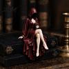 Dark Academy Home Decor Gothic Reader Statue, Hooded Skeleton Resin Figurine, Sitting Book Statue Literary for Bookshelf, Desk Library Study,