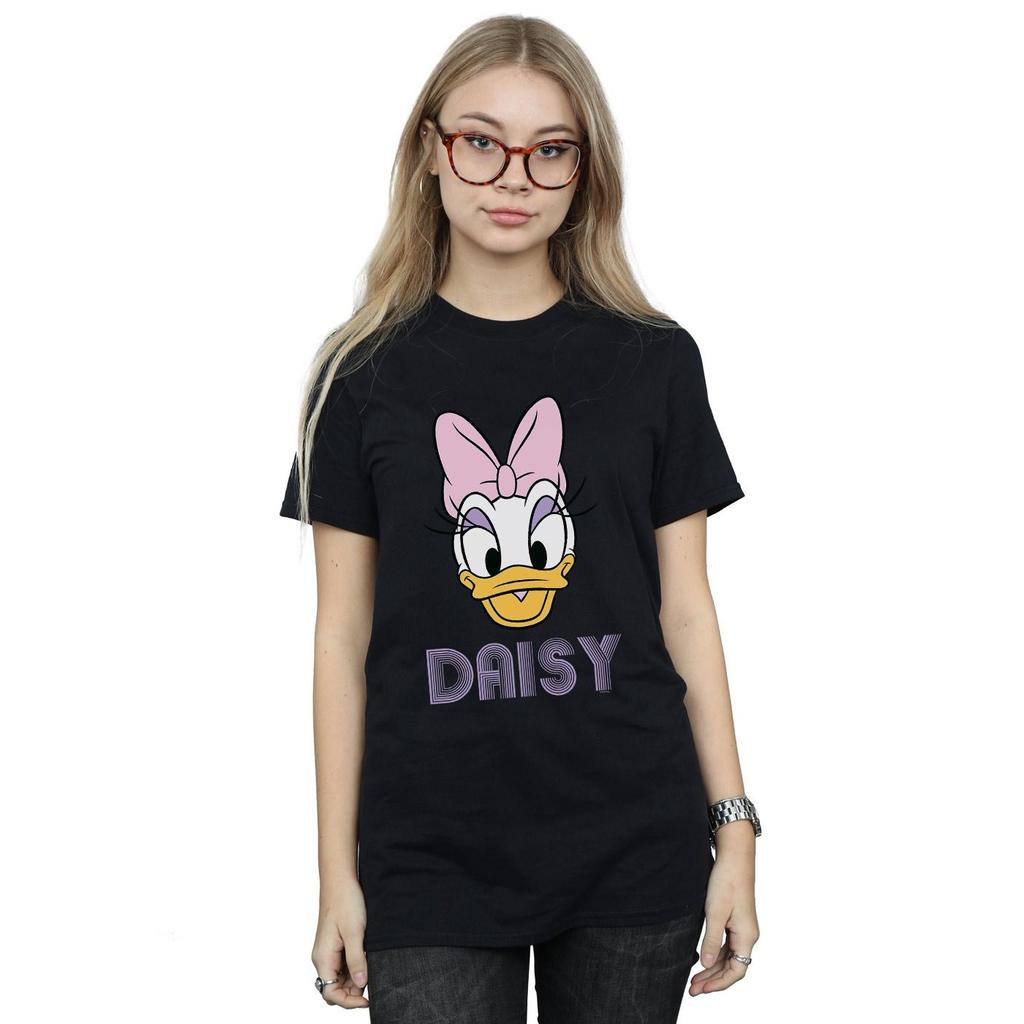 Disney Womens/Ladies Daisy Duck Face Cotton Boyfriend T-Shirt