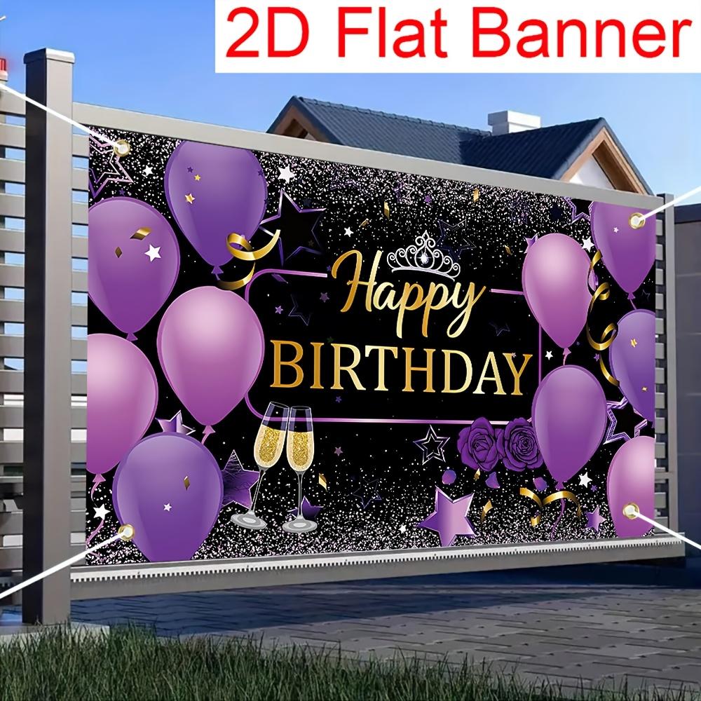 2D flat banner, 1 piece, birthday celebration banner, purple birthday celebration logo,zyc