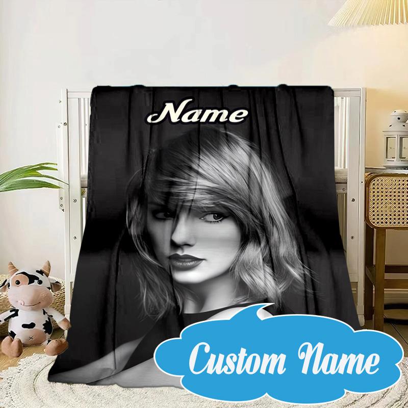 Custom Name Taylor Art Blanket bed sofa Blanket Flannel Blanket for Camping, Hiking, Picnic Essentials,gift for Fan family