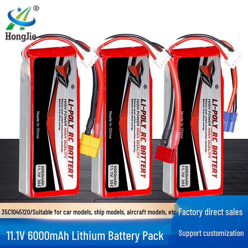 11.1V 6000mAh 35C High Discharge Lithium Battery for RC Cars, Aircraft, and Boats