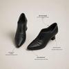 Dames Franse Retro Puntige Neus Dikke Hak Schoenen - Middelhoge Hak, Zacht Leer, Comfortabel, Professioneel, Veelzijdig, Slank Makende Hoge Hakken.