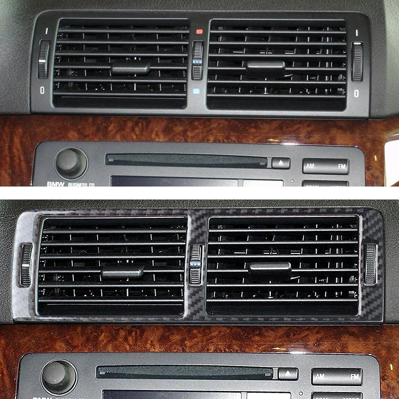 Для BMW 3 серии E46 аксессуары из углеродного волокна стиль салона автомобиля авто кондиционер кондиционер вентиляционная розетка декоративная рамка наклейка