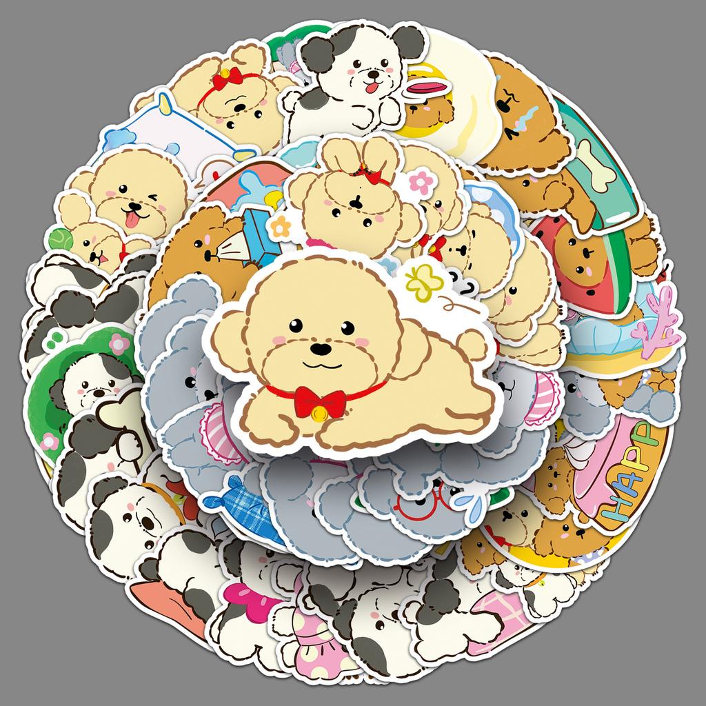 50 Teddy Dog Graffiti Stickers Personalized Cartoon Cute Dog Decoration Mobile Phone Water Cup Shell Stickers