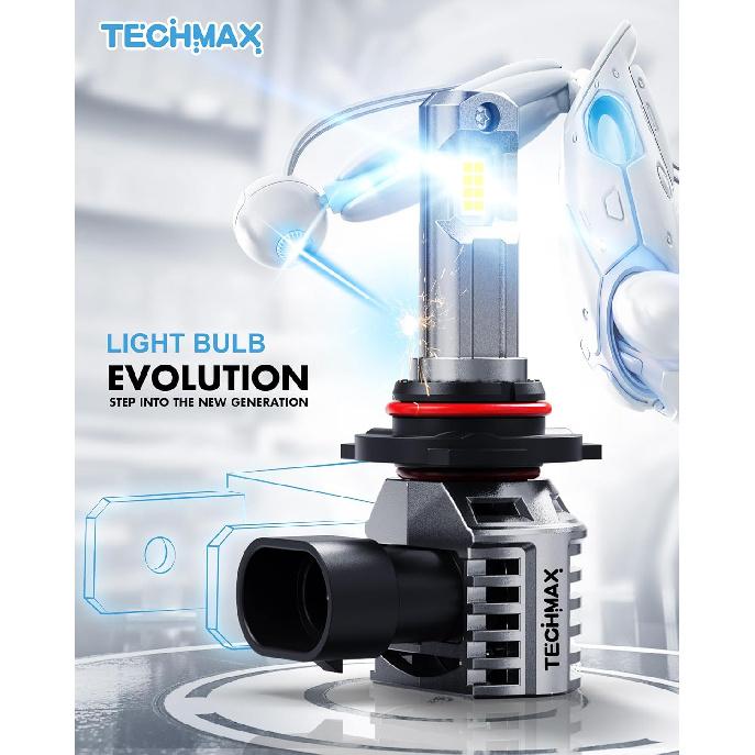 TECHMAX 9005+H11 Light Bulbs Combo, HB3+H8/H9 Fog Light Bulbs W/Fan 600% Bright 6500K Wireless Direct Ertion Plug And Play, Pack Of 4