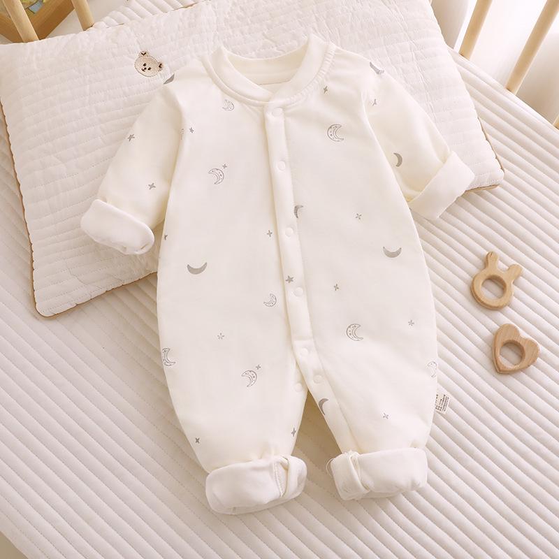 Детский стеганый хлопковый комбинезон - 40 г, Тонкая, теплая пижама на осень/зиму