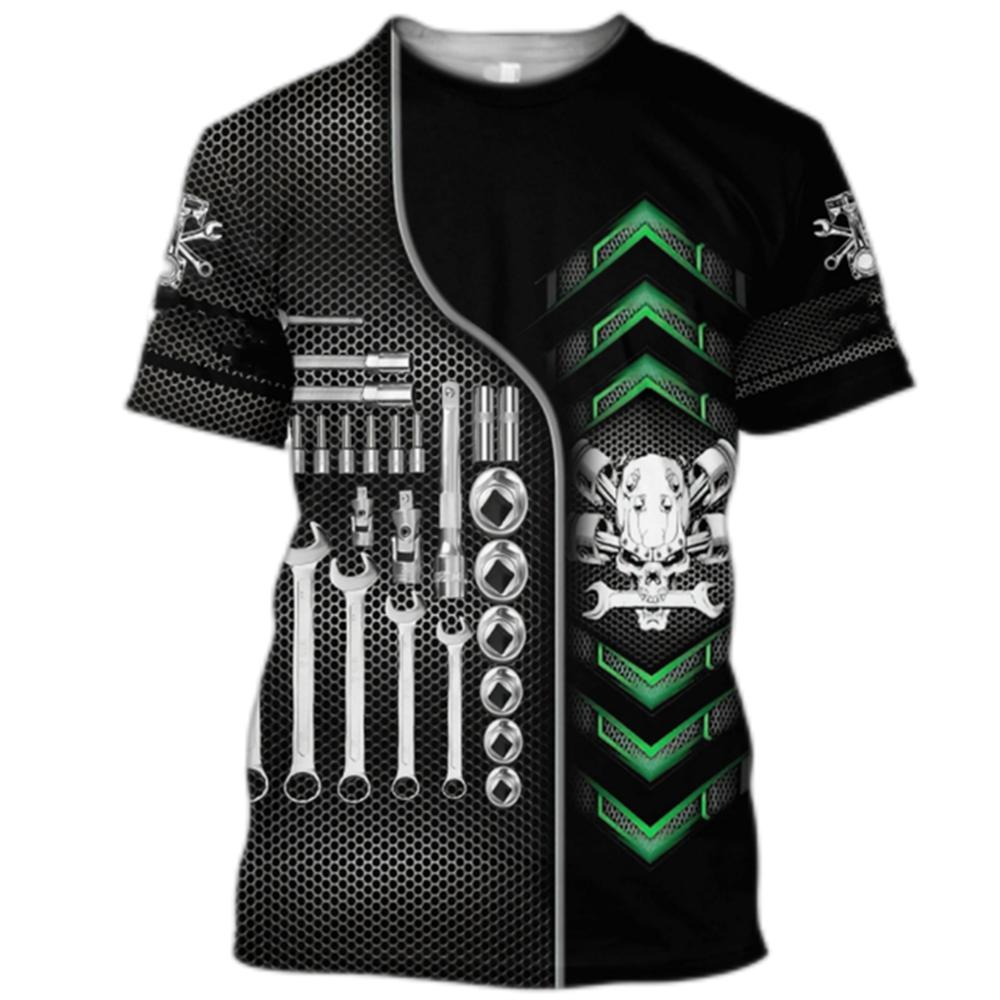 Летняя винтажная мужская футболка с персонализированным именем «Механик» с 3D принтом по всей поверхности, мужские футболки 5xl, уличная футболка, повседневная спортивная футболка