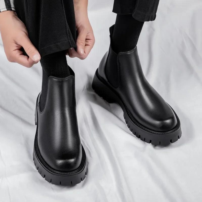 Новые мужские ботинки челси, зимние ботинки челси класса люкс, брендовые ботинки челси ручной работы, красная подошва, квадратный носок, деловые ботильоны для мужчин, деловые туфли-лодочки