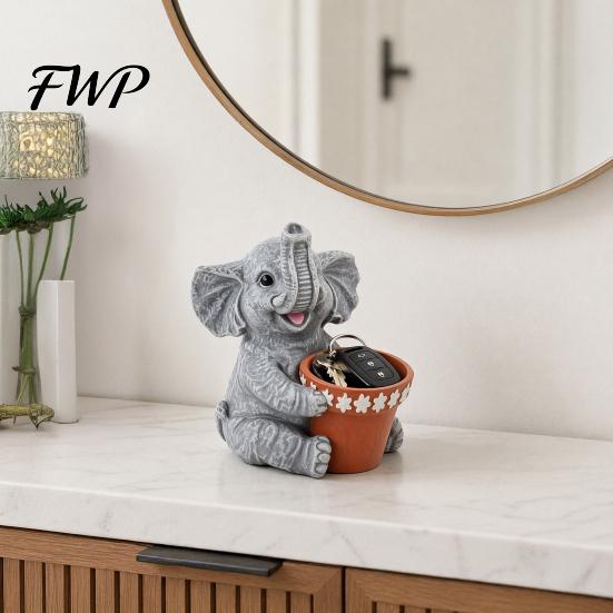 Elephant Planter Cute Planter, Small Animal Flower Pot, Weatherproof Indoor Outdoor Pot Cactus Air Plant Holder for Home Office Desktop Decor