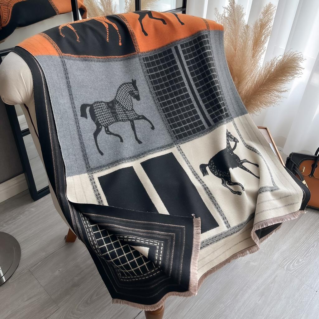 Elegant Ladies' Pashmina Autumn & Winter Thick Warmth Double Sided Tassel The Horse Shawl Coldproof Windproof Blanket Scarf