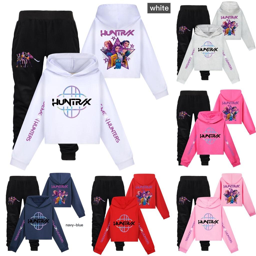 Kpop Demon Hunters Girl Hoodie Pants Set With Cartoon Print For Casual Wear