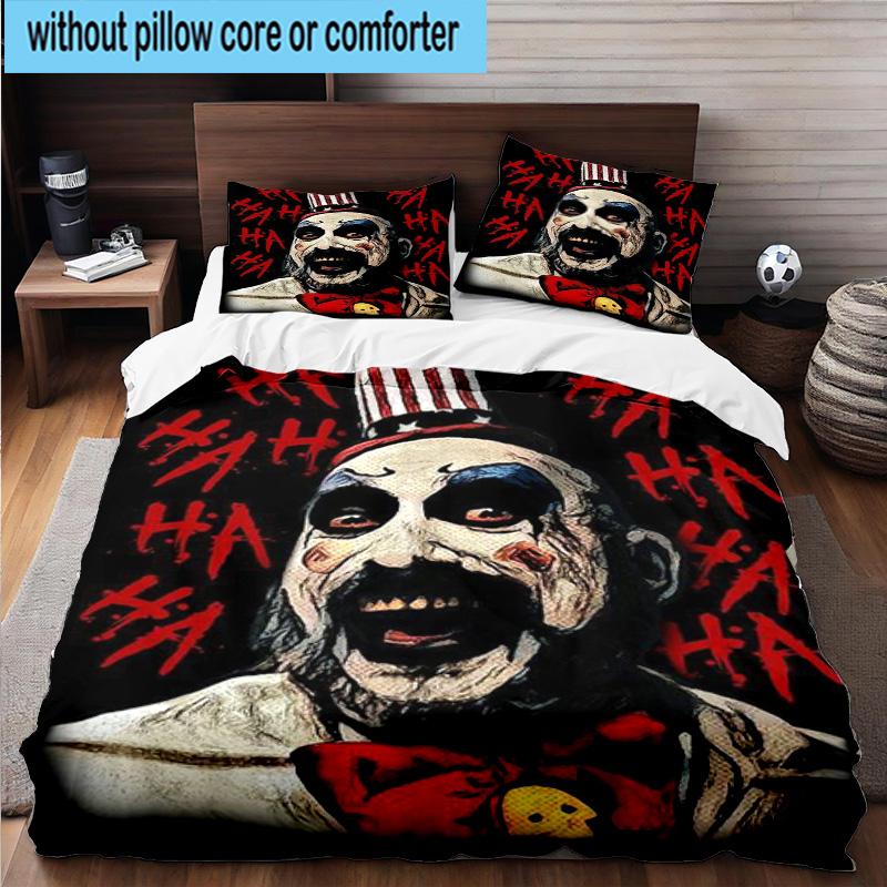3PCS Horror Clown Laughing 3pcs Bedding,Including 3PCS Duvet Cover And 2pcs Pillowcases Perfect for Christmas,Ideal for Bedroom, Dormitory