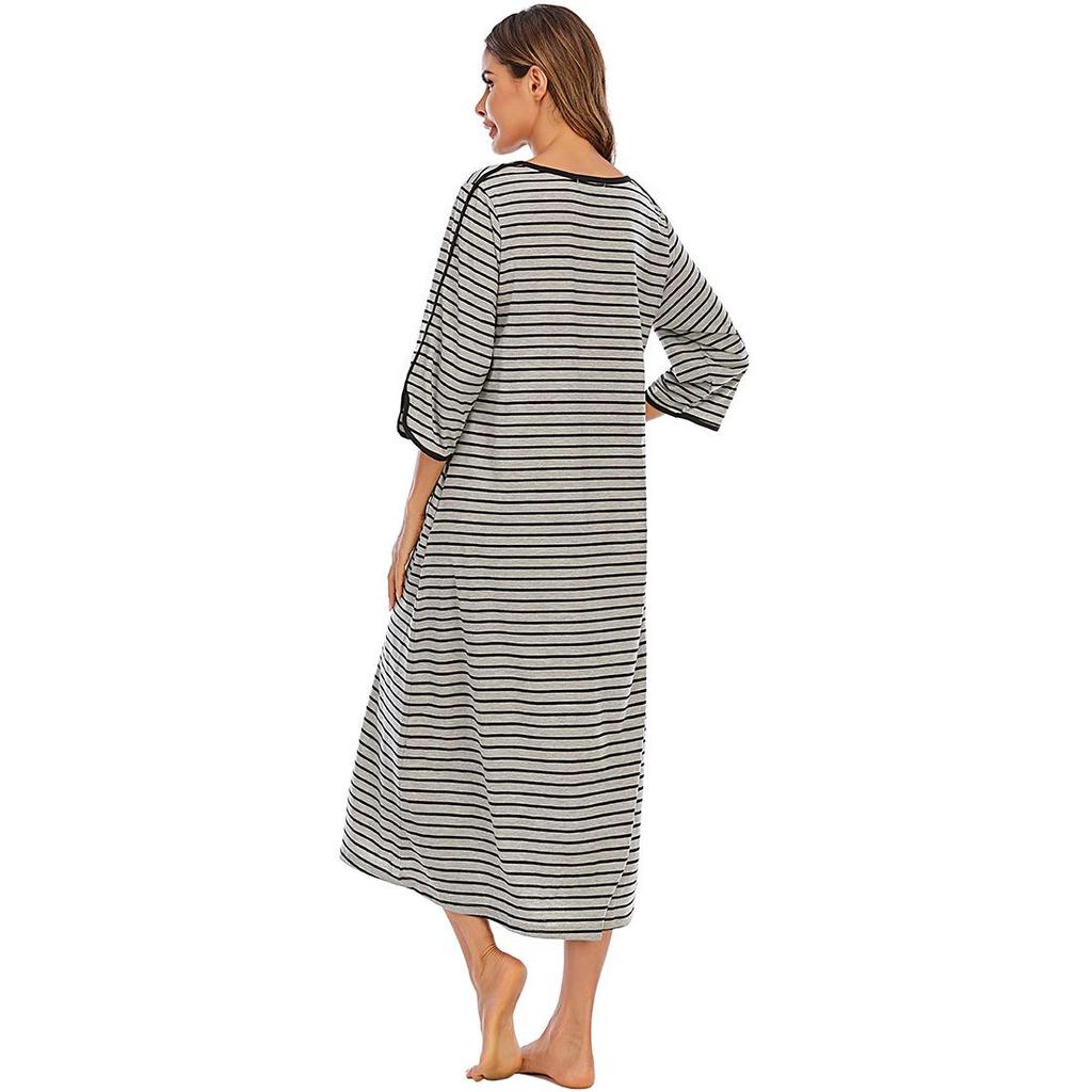 Олень Женский Халат для Беременных Пижама Родовое Платье Больничный Полосатый На Молнии Длинный Для Родов Кормления Грудным Молоком Послеродовой Ночные Сорочки