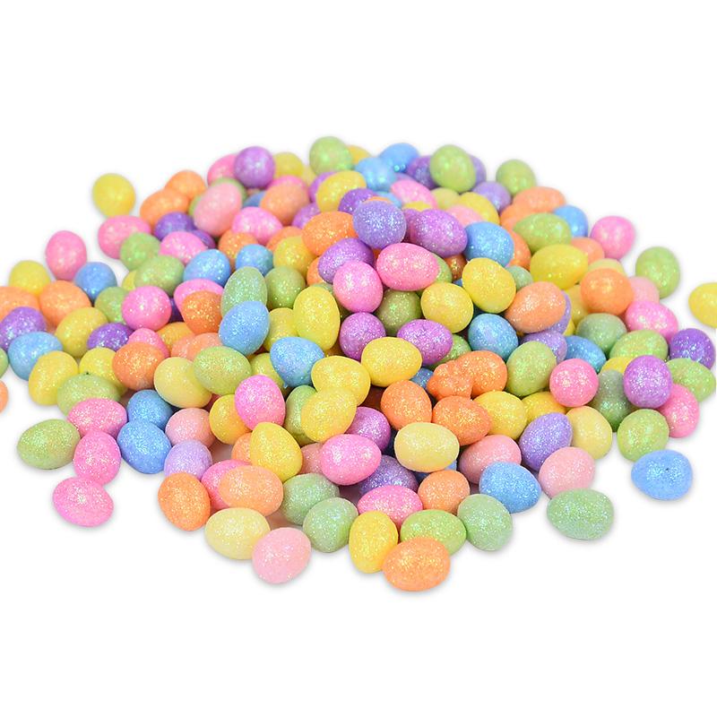 80pcs Glitter Easter Eggs Mini Colorful Foam Bird Pigeon Happy Easter Party Home Decoration Kids Gift Basket Filler DIY Crafts