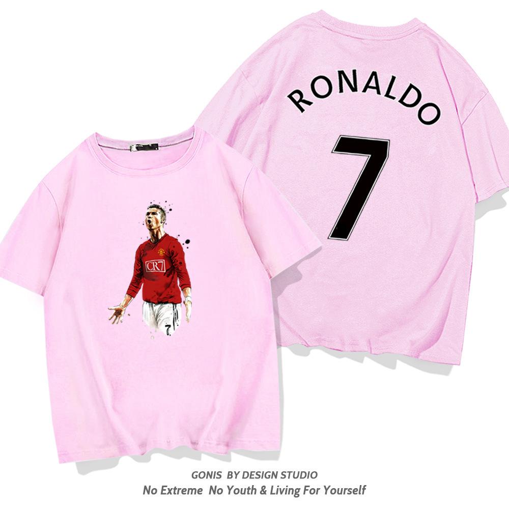 C Ronaldo summer short-sleeved men's and women's jerseys short-sleeved T-shirts pure cotton round neck basketball sports casual clothes