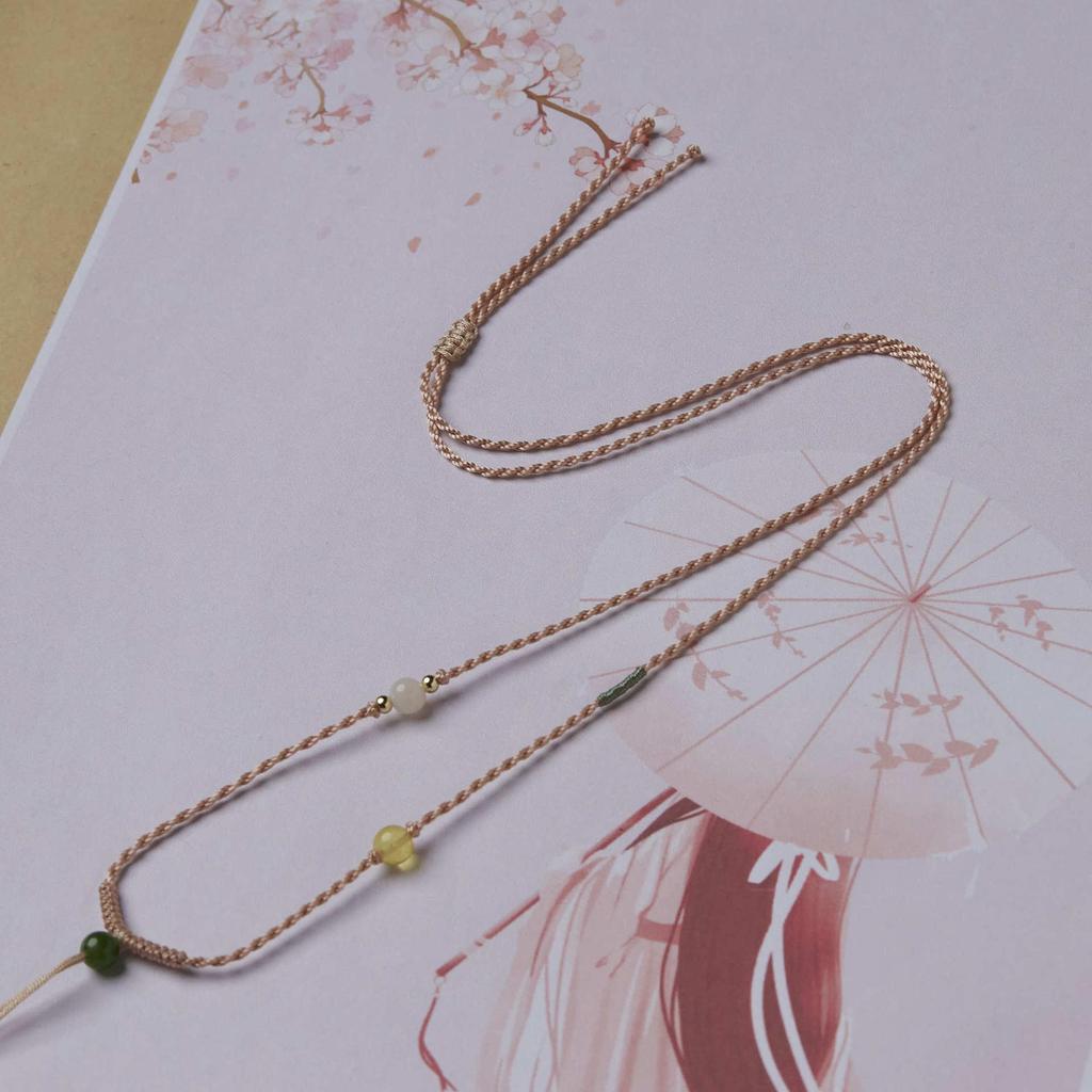 Изысканный плетеный шнур для ожерелья из восьми нитей с регулируемой длиной из нефрита Хетан