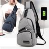Canvas Shoulder Bag USB Charging Messengers Crossbody Bags For Men Anti Theft Chest Bag School