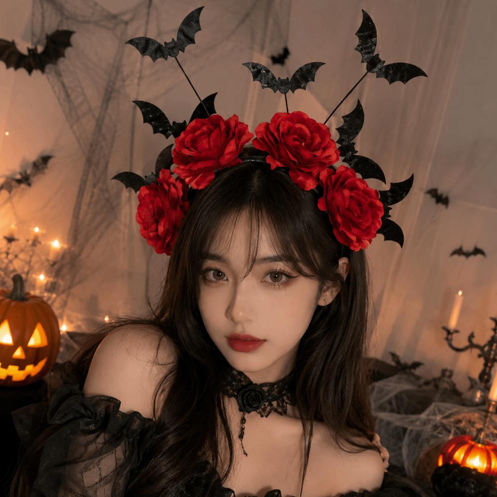 Spider Web Witch Hairband Black Artificial Flowers Party Role-playing Accessory Costume Party