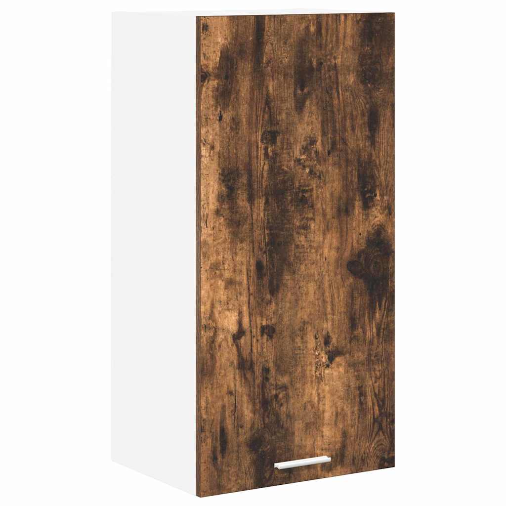 Hanging Cabinet with Door Smoked Oak and White 40 x 31 x 80 cm