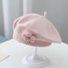 2020Flower Baby Beret Hat Winter Warm Knitted Beanie Cap for Infant Girls Korean Toddler Princess Artist Solid Color Painter Caps