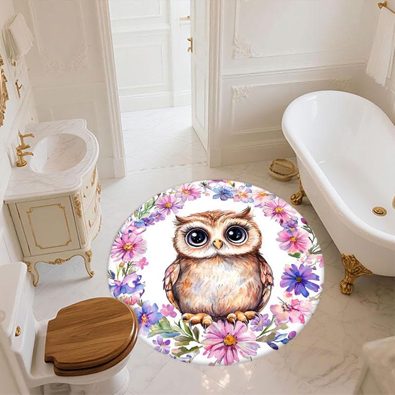 Owl pattern round rug,Carpet Rug for Living Room Bedroom Playroom ,Non-slip Floor Mat,Holiday Gifts and Birthday Gifts.