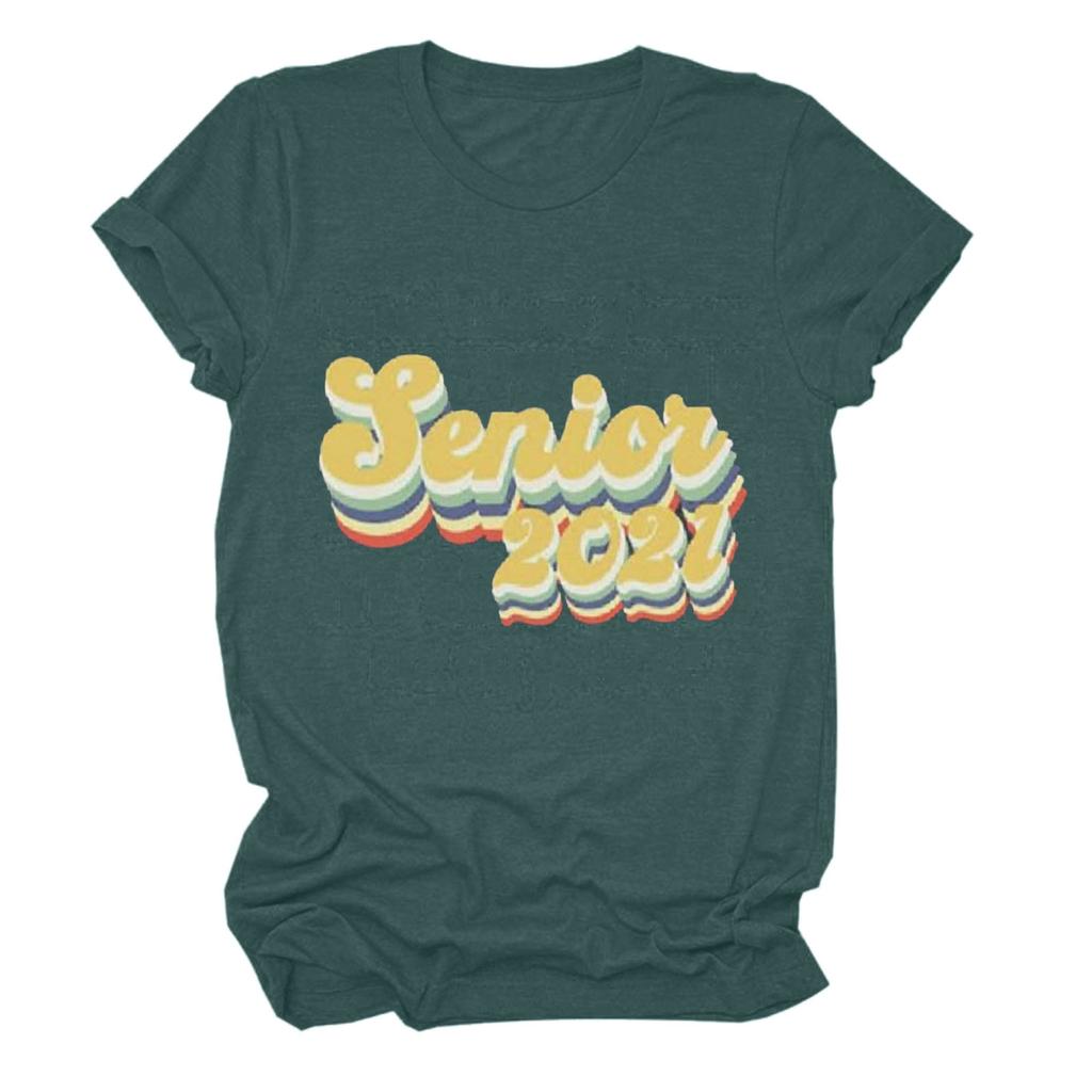 Women Casual Letters Print Shirt Short Sleeve Tee Tops Tunic