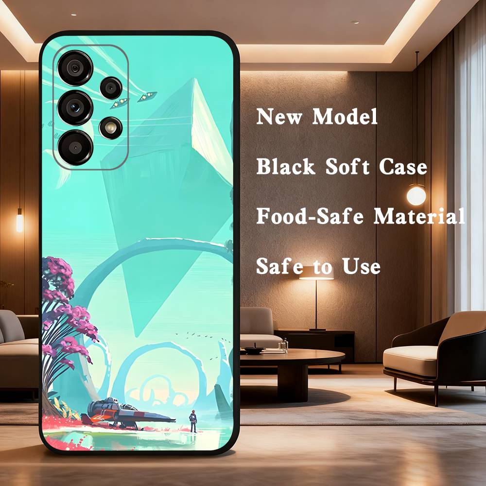 No M-Mans Sky Game Case For Samsung Galaxy A73,52,71,53,32,72,41,J7,22,Note,31,8,9,Soft Black Silicone Cover