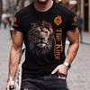 Футболки мужские универсальные с круглым вырезом и короткими рукавами с принтом льва в 3D цифровом стиле