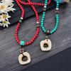 Ретро мода этнический стиль подвеска из кости верблюда киноварь персонализированное ожерелье парное длинное простое цепочка для свитера с аксессуарами