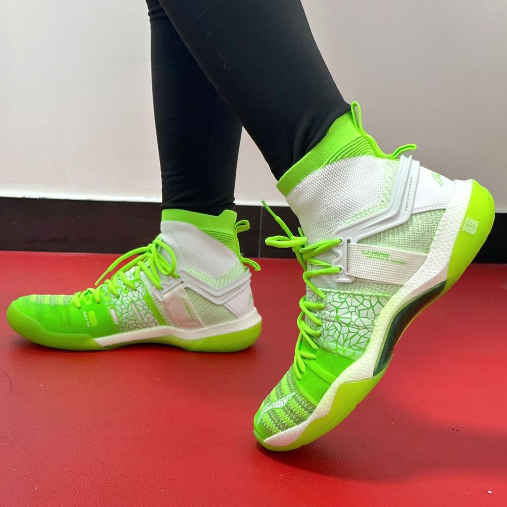 Li Ning Roar 2 Амортизация Поддержка Высокие Бадминтонные Кроссовки Унисекс Неоновый Нежно-Зеленый/Стандартный Белый AYAQ011-3 /