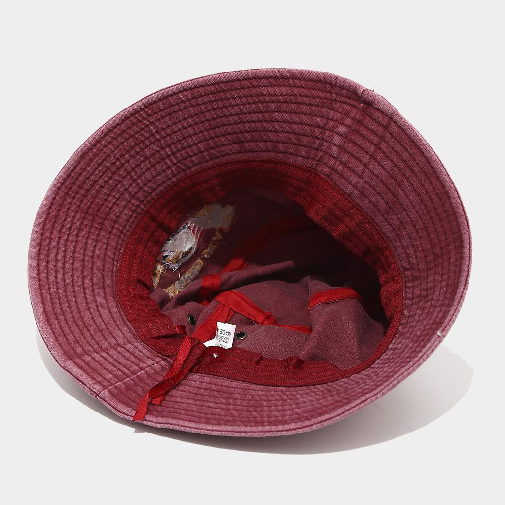 Washed Fisherman's Hat Wide Brim Bucket Hat Windproof Portable Outdoor Hat