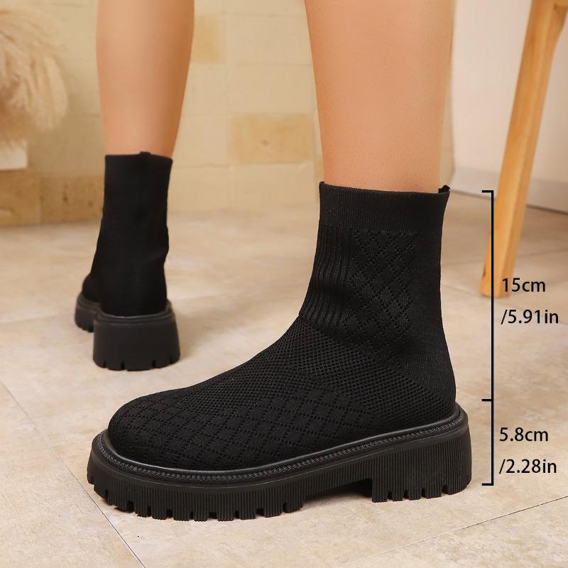 Elastic Boots Women's Flying Knitting Boots Thick-soled Skinny Boots Women's Short Boots